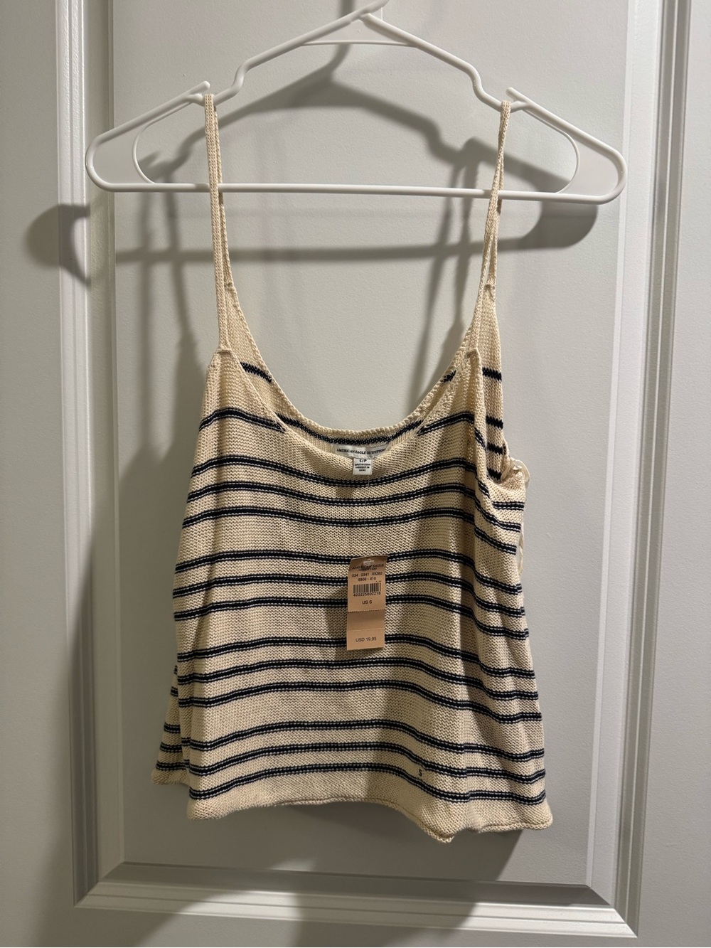 American Eagle Outfitters Cream & Navy Striped Knit Cami
